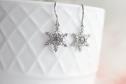 Small Silver Snowflake Earrings