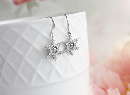Small Silver Snowflake Earrings