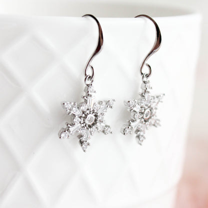 Small Silver Snowflake Earrings