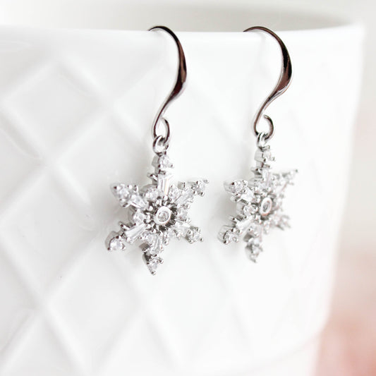 Small Silver Snowflake Earrings