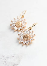Load image into Gallery viewer, Sparkling Glass Sunflower Earrings