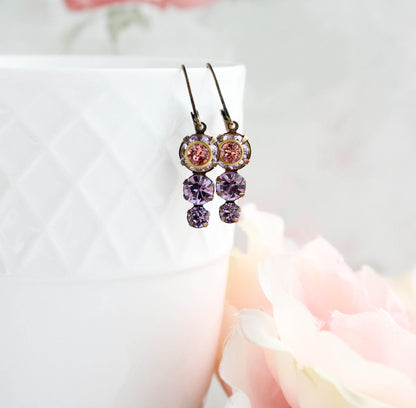 Vintage Glass Earrings | Violet & Rose Peach