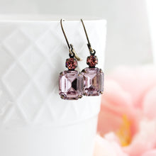 Load image into Gallery viewer, Deep Rose Pink Glass Earrings (4 Color Options)