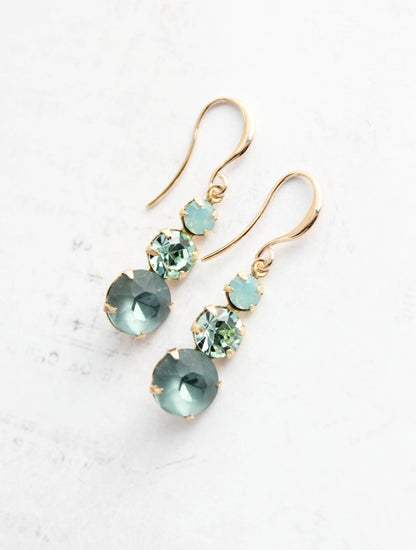 Glass Drop Earrings | Peacock Blue Green