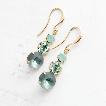 Glass Drop Earrings | Peacock Blue Green