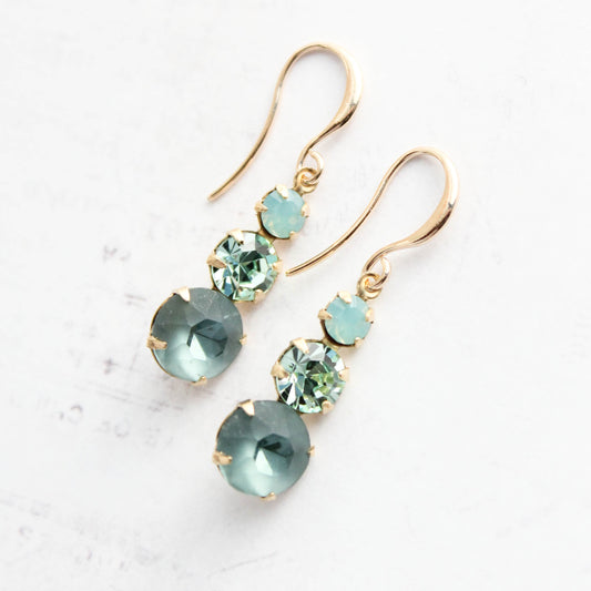 Glass Drop Earrings | Peacock Blue Green