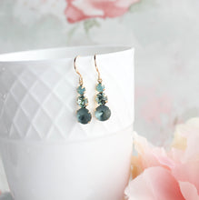 Load image into Gallery viewer, Glass Drop Earrings | Peacock Blue Green