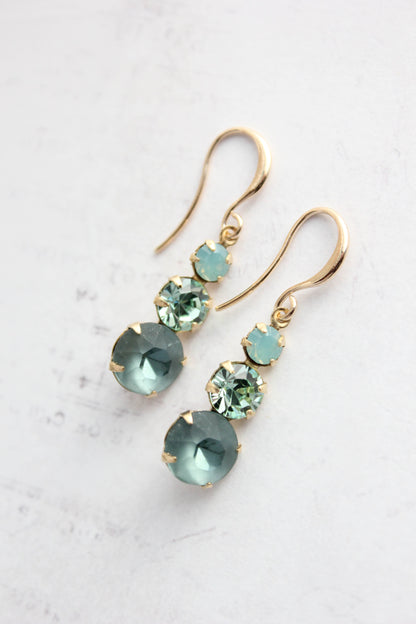 Glass Drop Earrings | Peacock Blue Green