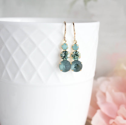 Glass Drop Earrings | Peacock Blue Green