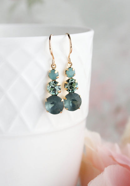 Glass Drop Earrings | Peacock Blue Green