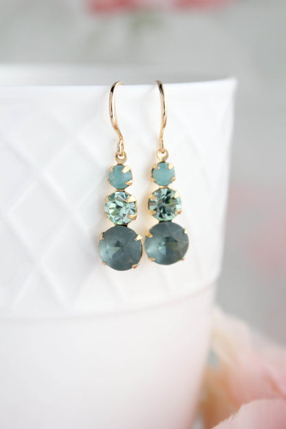 Glass Drop Earrings | Peacock Blue Green