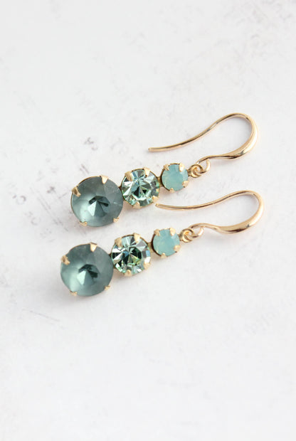 Glass Drop Earrings | Peacock Blue Green