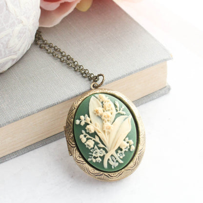 Lily of the Valley Photo Locket Necklace