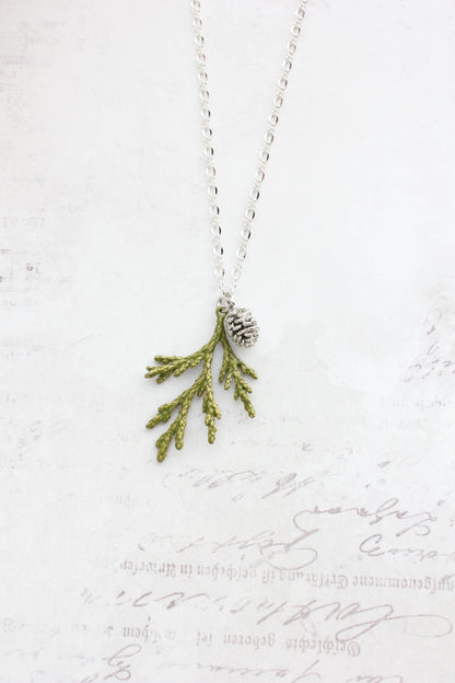 Cedar Branch and Pine Cone Charm Necklace (4 options)