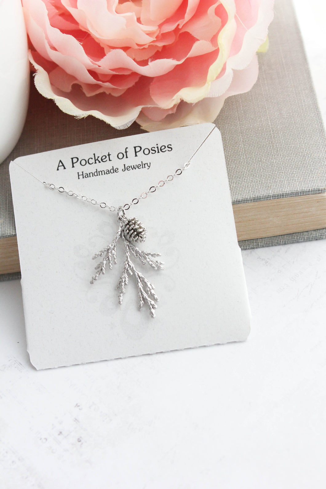 Cedar Branch and Pine Cone Charm Necklace (4 options)
