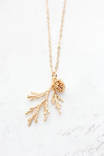 Load image into Gallery viewer, Cedar Branch and Pine Cone Charm Necklace (4 options)
