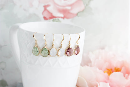 Glass Teardrop Earrings (3 Options)
