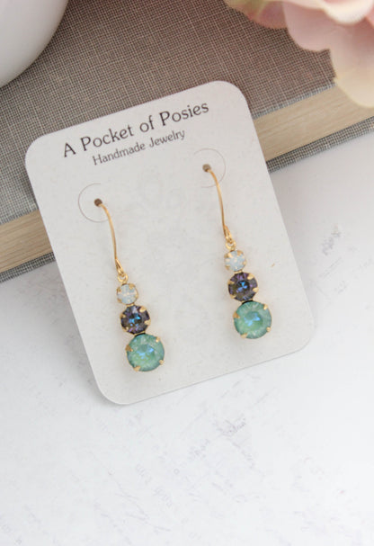 Glass Drop Earrings | White Opal & Seafoam