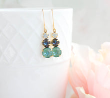 Load image into Gallery viewer, Glass Drop Earrings | White Opal &amp; Seafoam