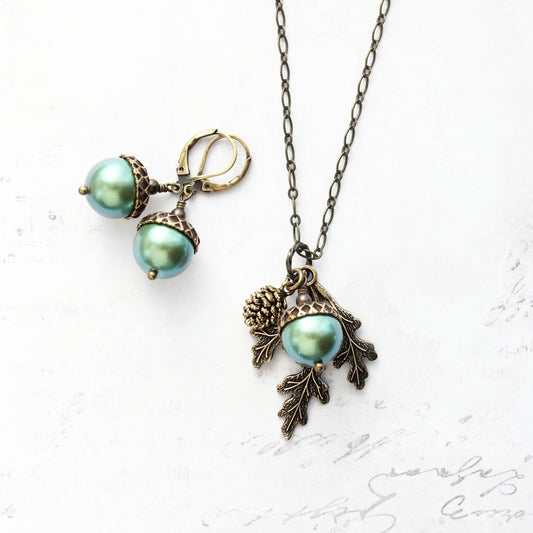 Acorn Necklace (23 Pearl Colors) | Nature Charms