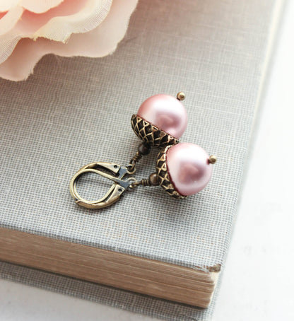 Cranberry Red Acorn Earrings - (14 colors)