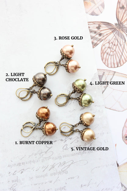 Pearl Acorn Necklace (23 Pearl Colors)