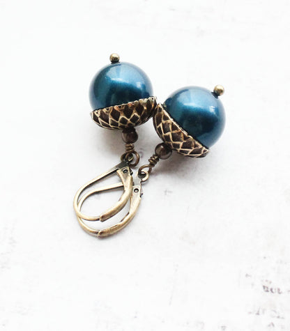 Cranberry Red Acorn Earrings - (14 colors)
