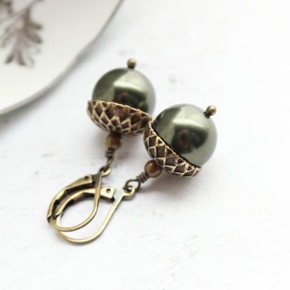 Cranberry Red Acorn Earrings - (14 colors)