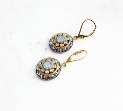 Art Deco Glass Earrings | Light Sapphire Blue