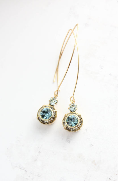 Art Deco Floral Earrings | Smoke Grey & Sapphire Blue Glass