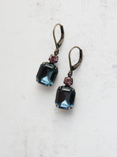 Load image into Gallery viewer, Midnight Blue Glass Earrings | Vintage Glass