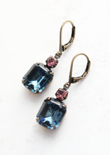 Load image into Gallery viewer, Midnight Blue Glass Earrings | Vintage Glass