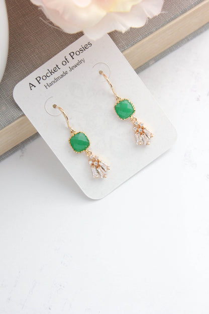 Art Deco Fan Earrings | Kelly Green