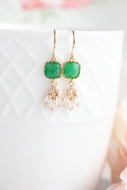 Art Deco Fan Earrings | Kelly Green