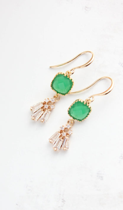 Art Deco Fan Earrings | Kelly Green