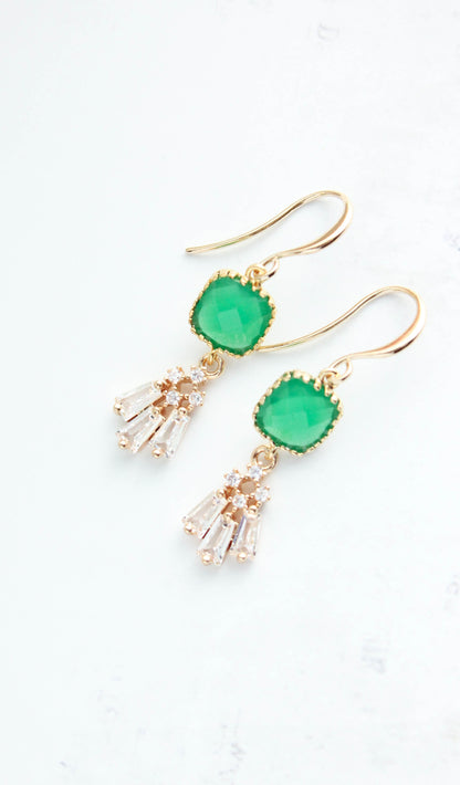 Art Deco Fan Earrings | Kelly Green
