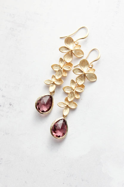 Cascading Orchid Earrings (2 Options) Dusty Rose Plum