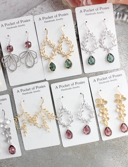 Laurel Hoop Earrings | Dusty Rose Plum (Gold or Silver)