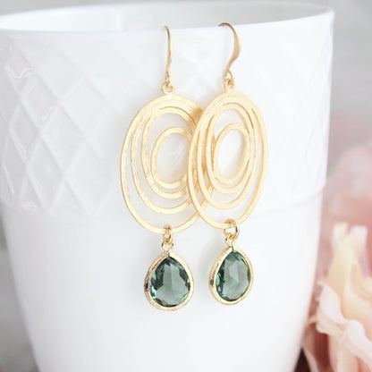 Oval Swirl Earrings | Dusty Sage Green (2 Options)