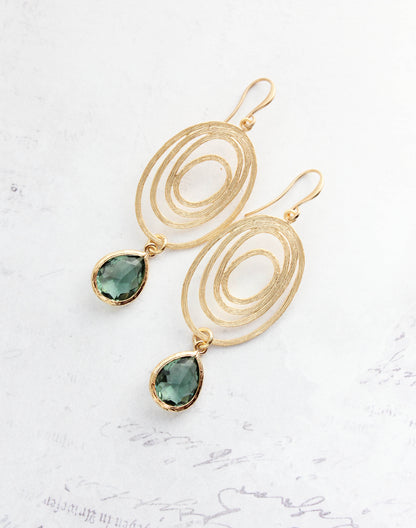 Oval Swirl Earrings | Dusty Sage Green (2 Options)