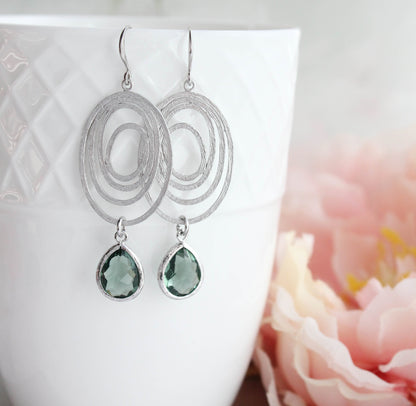 Oval Swirl Earrings | Dusty Sage Green (2 Options)