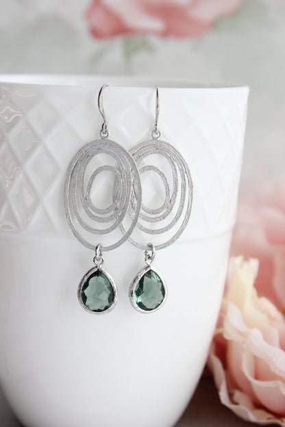 Oval Swirl Earrings | Dusty Sage Green (2 Options)