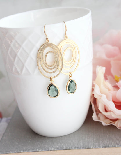 Oval Swirl Earrings | Dusty Sage Green (2 Options)