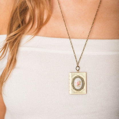 Big Floral Cameo Book Locket (3 Styles)