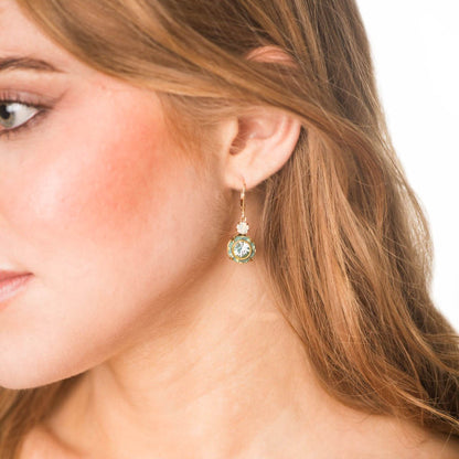 Art Deco Floral Earrings | Aquamarine & Blue Zircon