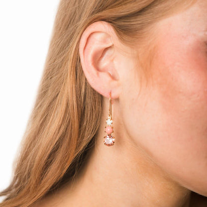 Coral Pink and White Opal Glass Earrings
