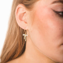 Load image into Gallery viewer, Tiny Crystal Bow Earrings | gold or silver