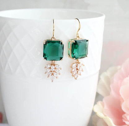 Art Deco Earrings | Glass Leaf Drops (6 Colors)