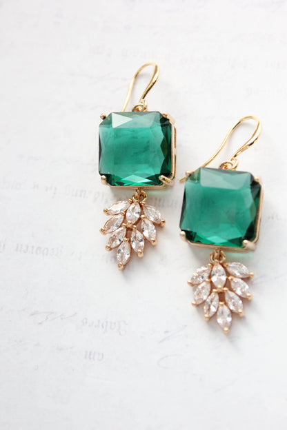 Art Deco Earrings | Glass Leaf Drops (6 Colors)