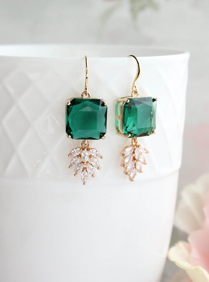 Art Deco Earrings | Glass Leaf Drops (6 Colors)